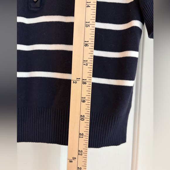 Navy and White Striped V-Neck Sweater by Free Assembly - Picture 5 of 10